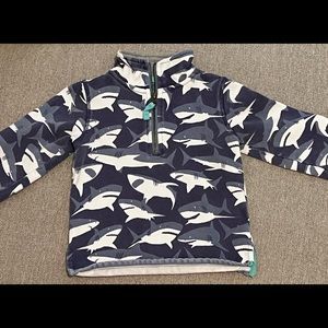 Mini Boden half-zip shark pullover, blue/white, size 2-3 years